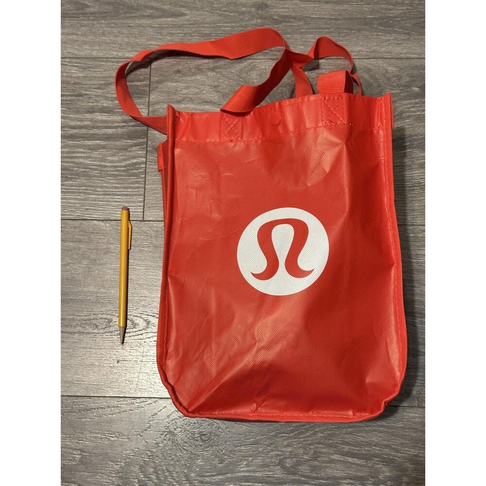 Lululemon Bag Small Red Snap Closure Plastic Logo Gym Tote